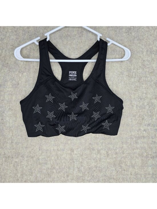 PINK Victoria's Secret Other - Pink Victorias Secret Ultimate Womens Sports Bra Black L Rhinestone Star Pattern